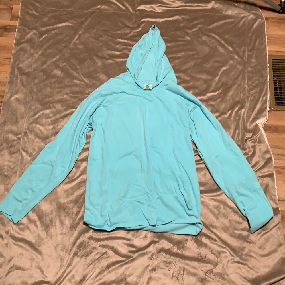 Teal Long Sleeve Hooded Shirt